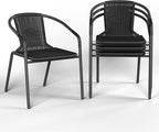 Amopatio Outdoor Dining Chairs Set of 4, Stackable Patio Chairs, Rattan Wicker Patio Chairs Set of 4, Bistro, Garden, Yard, Porch, Black by Amopatio