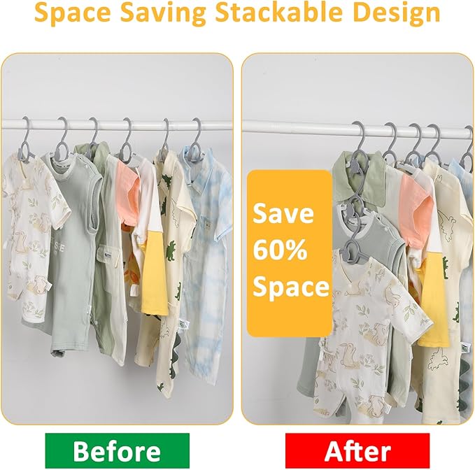 50 Pack Baby Hangers, Non-Slip Kids Hangers, Space Saving Plastic Hanger - Image 4