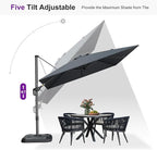 PURPLE LEAF 9'×9' Patio Umbrella with Base Outdoor Cantilever Umbrella with Cover Aluminum Square Offset Umbrella with 360-degree Rotation for Deck Pool Garden Grey - Image 7