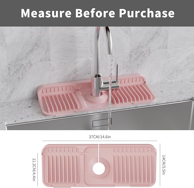WAFT YEARN 14X5 Inch Silicone Durable Faucet Mat Kitchen Sink Splash Guard - Image 2