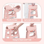 ACSTEP Folding Step Stool 11 Inch, Sturdy Plastic Foldable Step Stool for Kids & Adults, Non Slip Lightweight Collapsible Foot Stools Holds 300 lbs, Ideal for Kitchen, Bathroom, Bedroom, Light Pink - Image 6