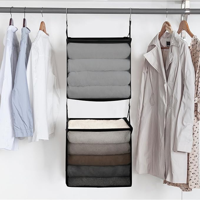 STORAGE MANIAC 2-Shelf Hanging Closet Organizer, Cloth Hanging Closet Shelf - Image 7