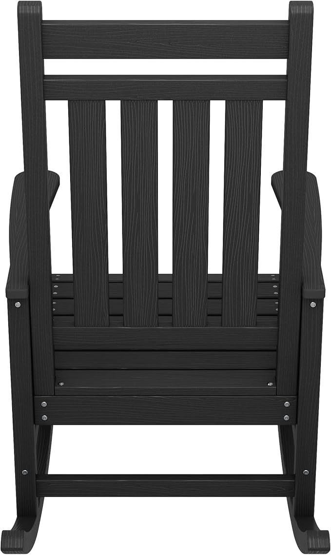 SERWALL Oversized Rocking Chair, Outdoor Rocking Chair for Adults, All Weather Resistant Porch Rocker for Lawn Garden, Black - Image 11