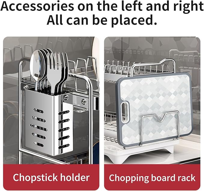 Dish Drying Rack, Double Layered countertop Kitchen Organizer - Image 5