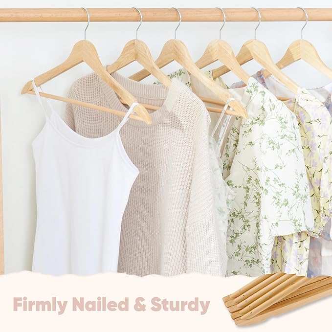 FairyHaus Wood Hangers 30 Pack, Smooth Finish Wooden Coat Suit Hangers - Image 10