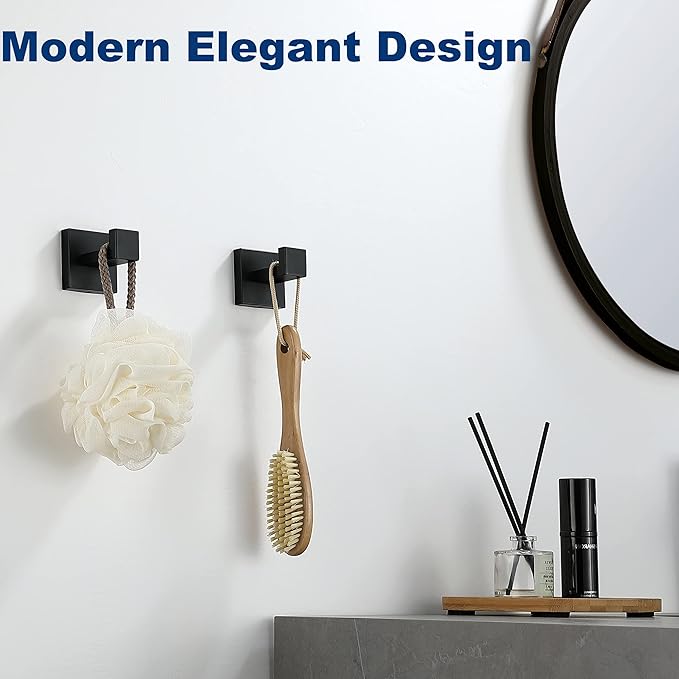 Towel Hooks for Bathrooms, Matte Black Towel Hook for Kitchen Bathroom - Image 3
