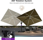 PURPLE LEAF 10 Feet Patio Umbrella with Base Outdoor Cantilever Solar Powered LED Swivel Square Umbrella Aluminum Offset Umbrella with 360-degree Rotation for Garden Deck Pool Patio, Beige - Image 8