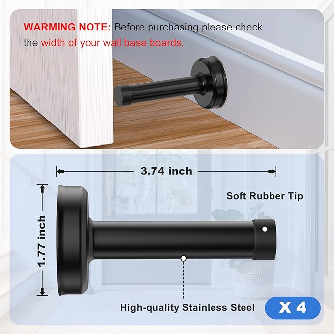 4 Pack Door Stops, 304 Stainless Steel Door Stoppers, Easy Installation - Image 3