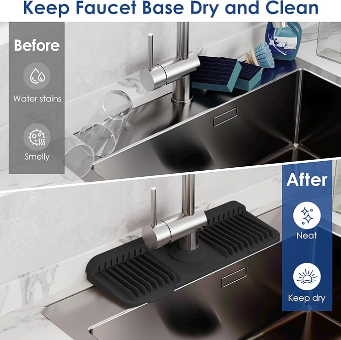 14.6 Inch Silicone Faucet Mat for Kitchen Sink Splash Guard - Image 6