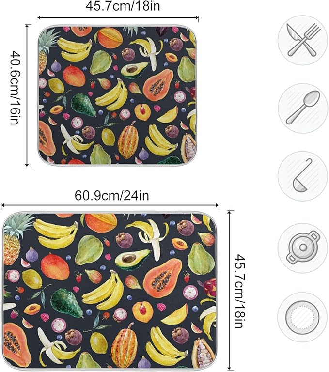 Colorful Fruit Dish Drying Mat for Kitchen Counter-18" x 16" inch Microfiber - Image 3