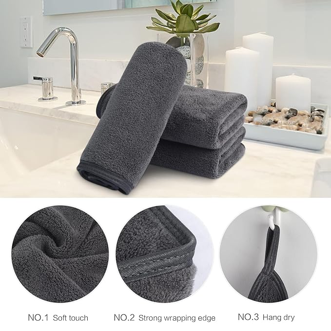 SINLAND Absorbent Coral Velvet Washcloth Ultra Soft Microfiber Face Towels 12 x - Image 3