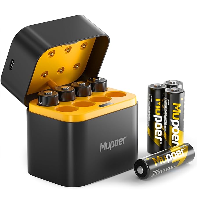 Rechargeable Lithium Batteries AA 8-Pack by Mupoer