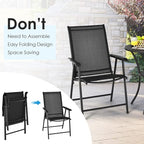 Giantex Set of 2 Patio Folding Chairs, Portable Outdoor Dining Chairs with Armrest for Porch Camping Pool Beach Deck Lawn Garden, Metal Frame, Black - Image 7
