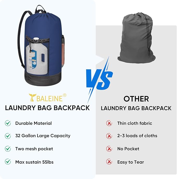 BALEINE 150L Laundry Bag Backpack, 900D Oxford Fabric Large Travel Laundry Bags - Image 6