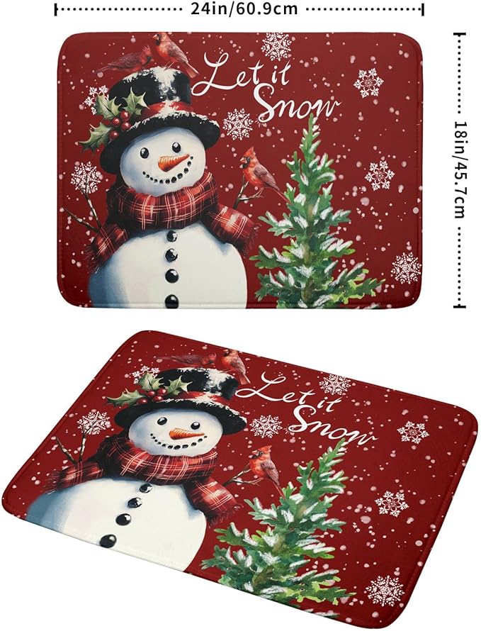 Winter Snowflake Red Dish Drying Mat - Image 2