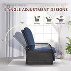 Art to Real Outdoor Wicker Recliner Chair with 5.5'' Cushions, Automatic Adjustable Patio Lounge Chairs, Aluminum Frame Reclining Chair for Lawn Backyard Porch Poolside Deck(Navy Blue) - Image 4