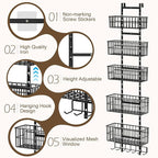 Adjustable Over The Door Organizer, Metal Hanging Door Organizer - Image 8