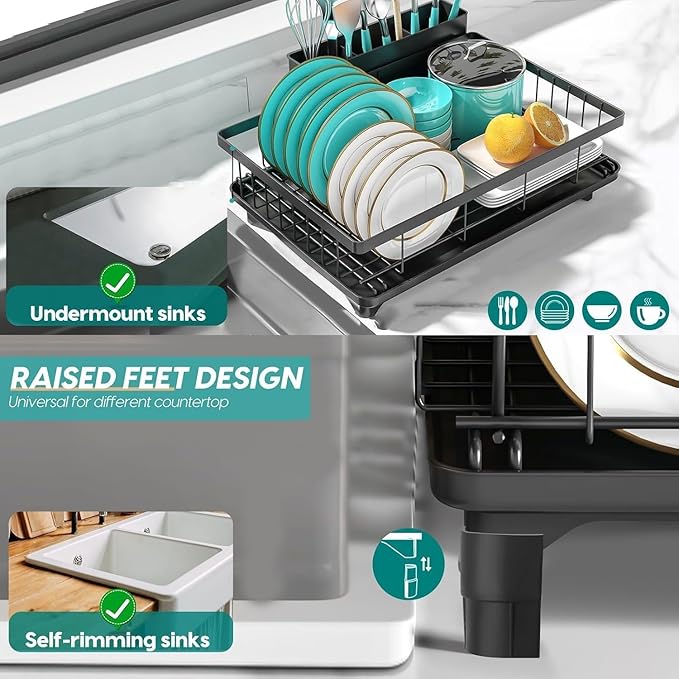 MERRYBOX Dish Drying Rack Large Capacity 2 Tier Dish Drying Rack - Image 3