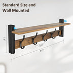 Coat Rack Wall Mount with Shelf, 24 Inch Coat Hanger Walls Mounted, Hat Rack - Image 7