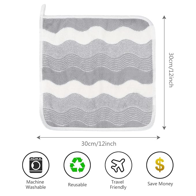 SINLAND Absorbent Coral Velvet Washcloth Ultra Soft Microfiber Face Towels 12 x - Image 2