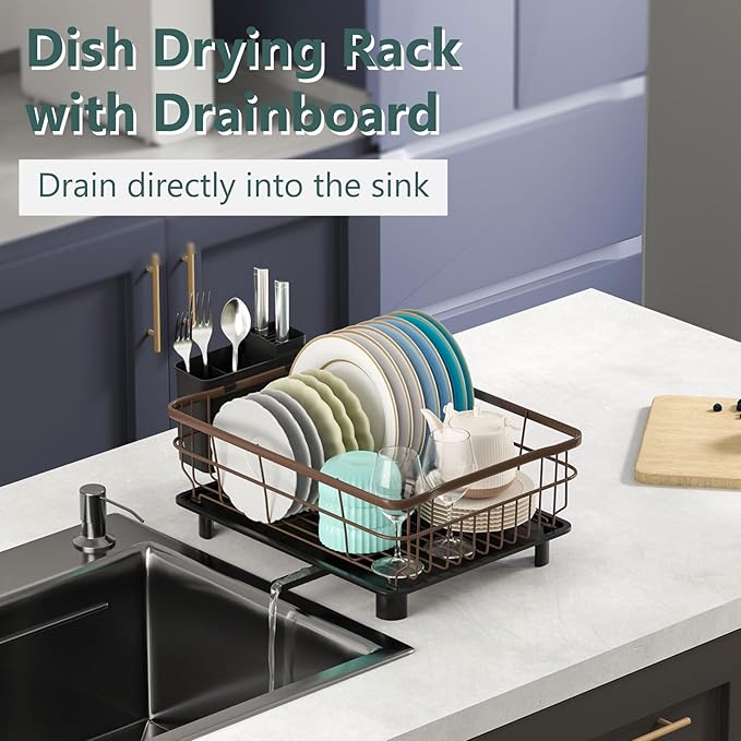 Iron Dish Drying Rack with Drainboard Dish Drainers - Image 2