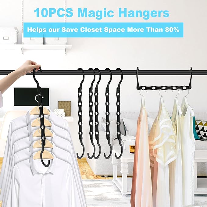 DUCOO 10 PCS Space Saving Hangers, 5-Hole Magic Hangers - Image 2