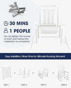 KINGYES Oversized Outdoor Rocking Chair Set of 6, All-Weather Patio Rocking Chairs for Porch, HDPE Outdoor Patio Rockers with High Back & Wide Seat for Garden, Lawn, White - Image 5