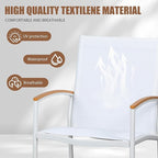 Shintenchi 3 Piece Outdoor Rocking Bistro Set, Textilene Fabric Small Patio Furniture Set, Front Porch Rocker Chairs Conversation Set with Table for Lawn, Garden, Balcony, Poolside (White) - Image 3