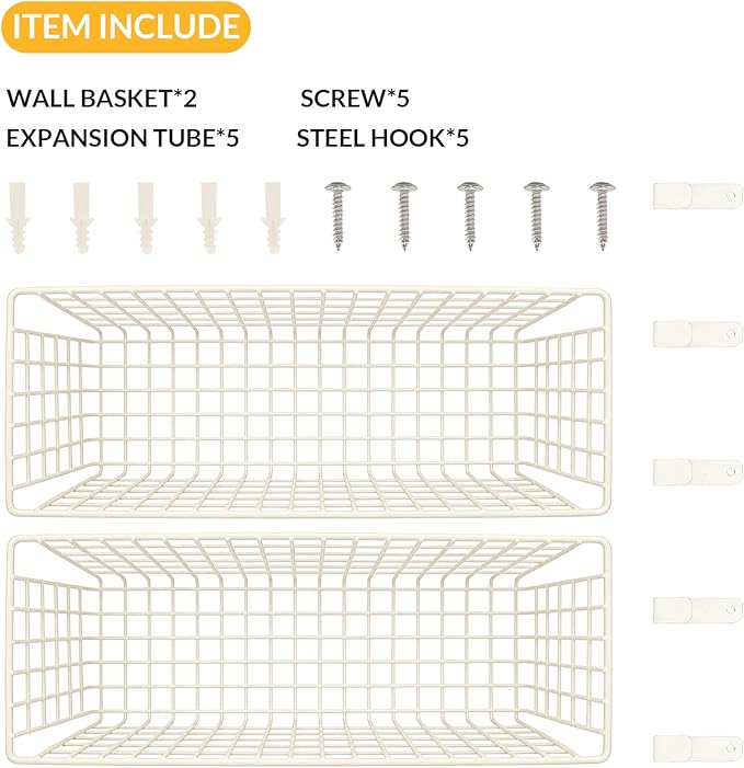 2 Sets Extra Large Hanging Wall Basket, WallmountedFruit Vegetable Toy Snack - Image 4