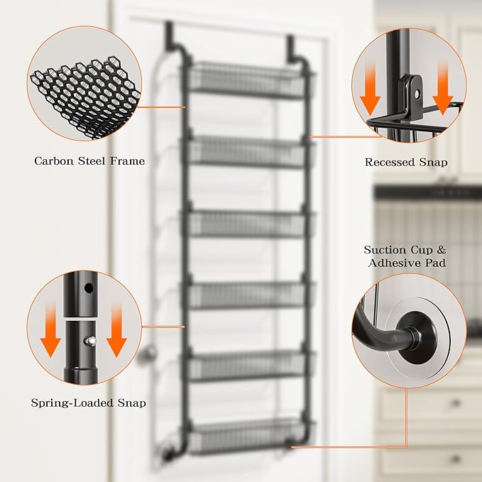 MIAOLI Over the Door Pantry Organizers and Storage, 6-Tier Spice Rack, Home & - Image 5