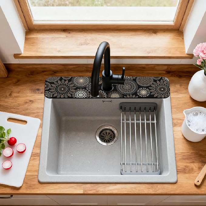 2 Pcs Kitchen Sink Splash Guard Faucet Mats Mandala Pattern Faucet Mat - Image 3
