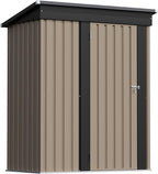 Patiowell 5x3 FT Outdoor Storage Shed, Tool Shed with Sloping Roof and Lockable Door, Metal Shed for Backyard Garden Patio Lawn, Brown - Image 7