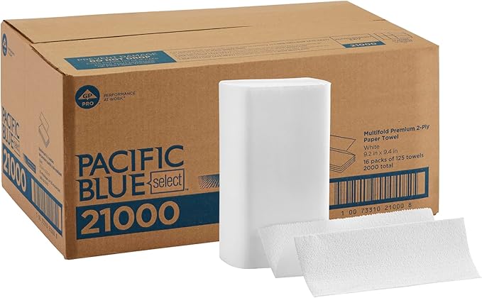 Pacific Blue Select Multifold Premium 2-Ply Paper Towels by GP PRO, 125 Paper by Georgia-Pacific