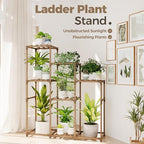 Bamworld Tall Plant Stand Indoor Wood Shelf Outdoor Tiered Rack for Multiple Flowers 5-Tier 7-Pot Ladder Holder for Plant Pots Gardening Decor - Image 3