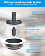Hibbent 2 Pack 3 in 1 Kitchen Sink Drain Strainer and Stopper Combo, Chrome - Image 6