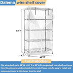 Waterproof Shelf Cover,Durable Dustproof Storage Wire Rack Covers,Outdoor Shelving Covers for Wire Shelves with Zipper 48''x18''x82'',Clear,Cover Only - Image 3