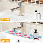 2 Pack Abstract Flowers Sink Splash Guard Faucet Mat Vintage Floral Super - Image 6