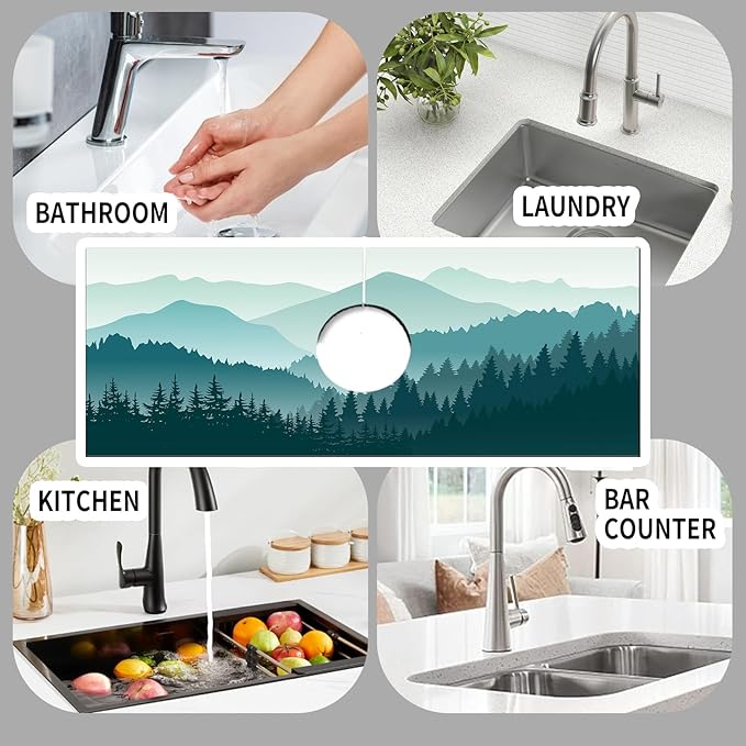 Absorbent Splash Guard Mat for Kitchen Sink, 15×5.5 Inch Cute Fast Drying Drip - Image 4