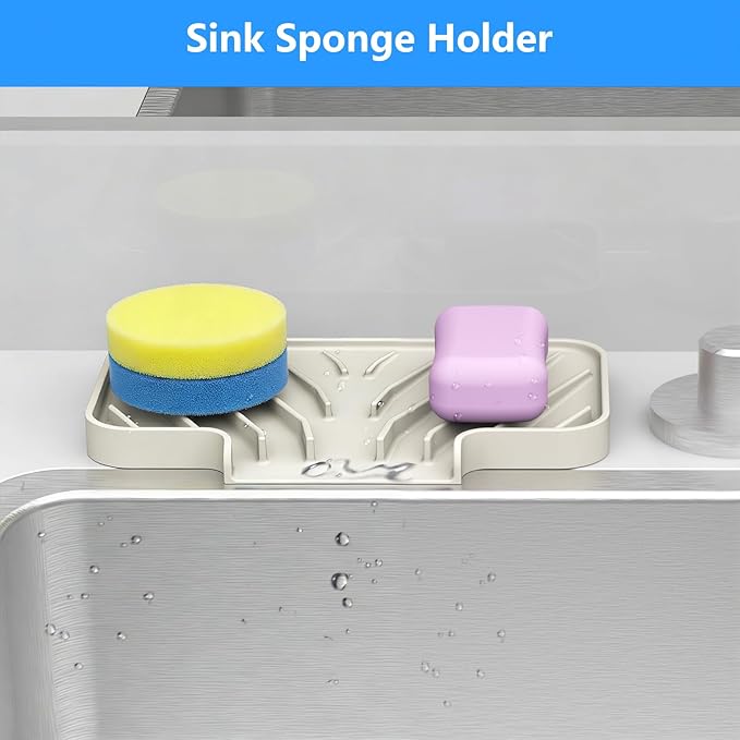 Sponge Holder for Kitchen Sink, Dish Sponge Holder & Soap Tray - Image 2