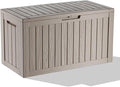 ROJIK Outdoor Storage Housing Deck Box - Waterproof Patio Furniture, Garden Tools, Cushions, Pool Accessories Storage Bench with Lockable Lid and Side Handles (Grey, 80 Gal) by ROJIK