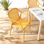 Modern Stackable Outdoor & Indoor Plastic Dining Chairs Set, Armchairs Set, Weather-Resistant, Ideal for Patios, Cafes, and Home Use, Set of 4 (Mustard Yellow) - Image 3