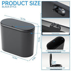 Yieach 3.17 Gallon Thin Small Black Bathroom Trash Can - Image 3