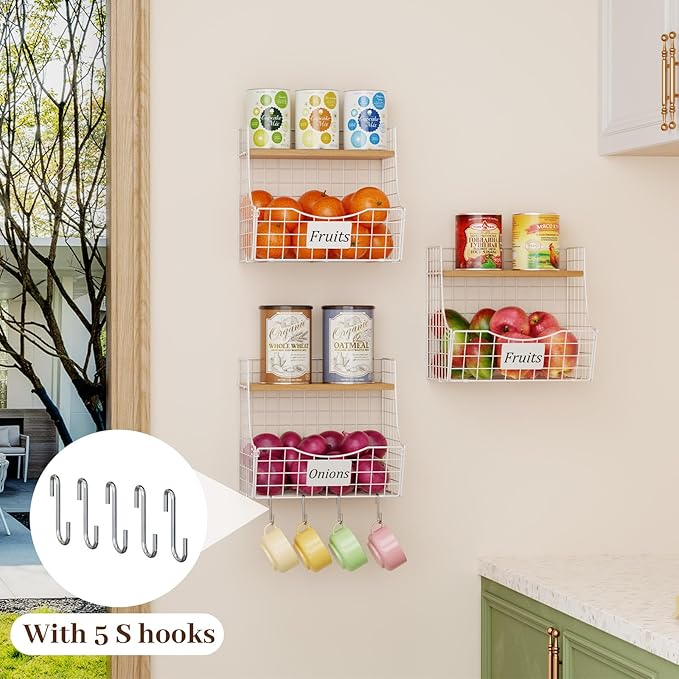 3 Pack Hanging Fruit Basket for Kitchen - Image 3