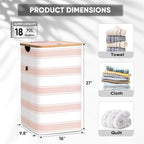 BALEINE Laundry Hamper with Lid, Tall Laundry Baskets with Bamboo Pull Handles - Image 4