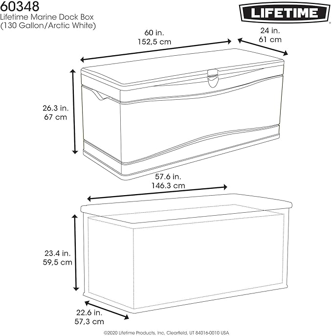 LIFETIME Outdoor Storage Deck Box, 130 Gallon, Arctic White, Lockable, UV-Protected, for Decks and Marine Docks - Image 8