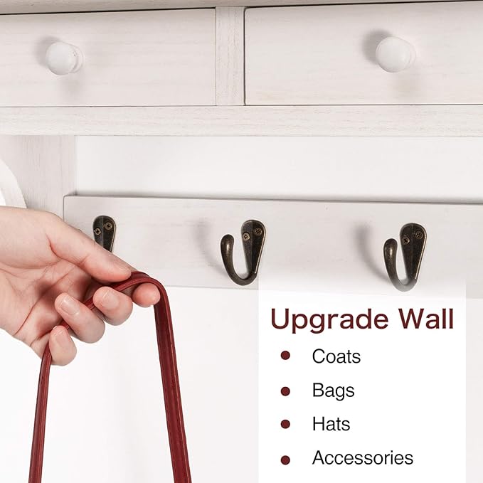 Emfogo Coat Hooks Wall Mounted, Rustic Wood Coat Rack Wall Mount Shelf - Image 5