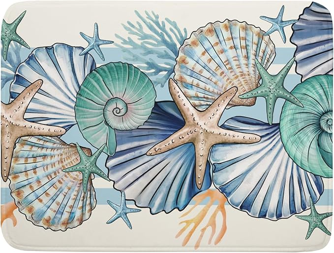 Sea Shell Starfish Summer Dish Drying Pad 18 x 24 Inch by APORTT