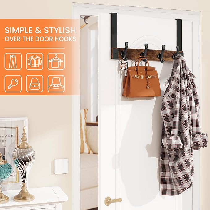 Homode Over The Door Hooks Heavy Duty, Wood Over Door Hanger Hook - Image 3