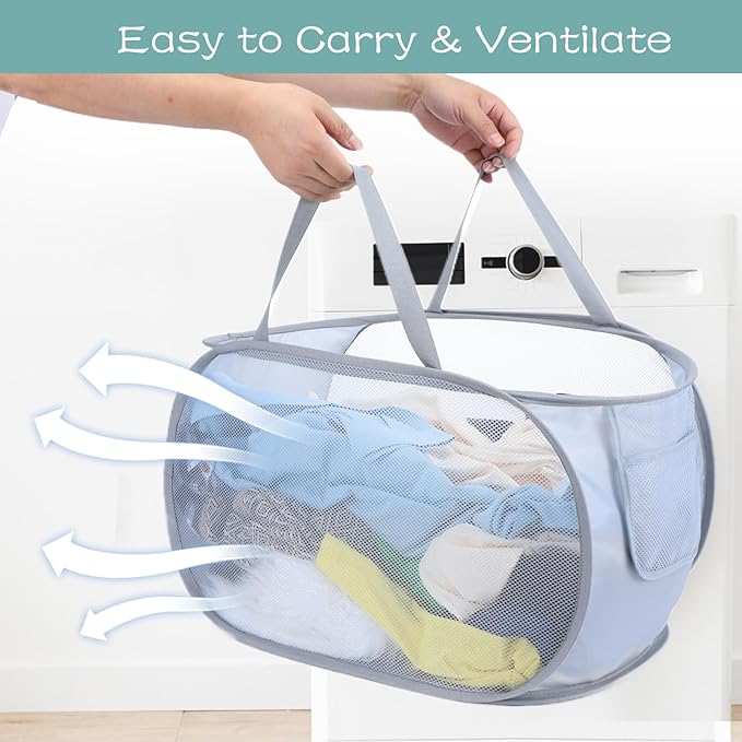 4 Pcs Popup Mesh Laundry Basket, Collapsible Laundry Hamper - Image 2
