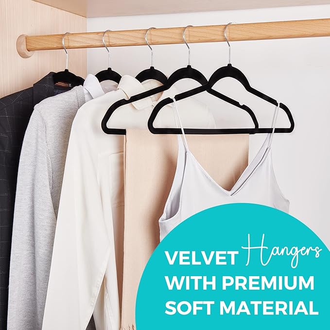 House Day Premium Velvet Hangers, Non-Slip Flocked Felt, Sturdy Coat & Suit - Image 2